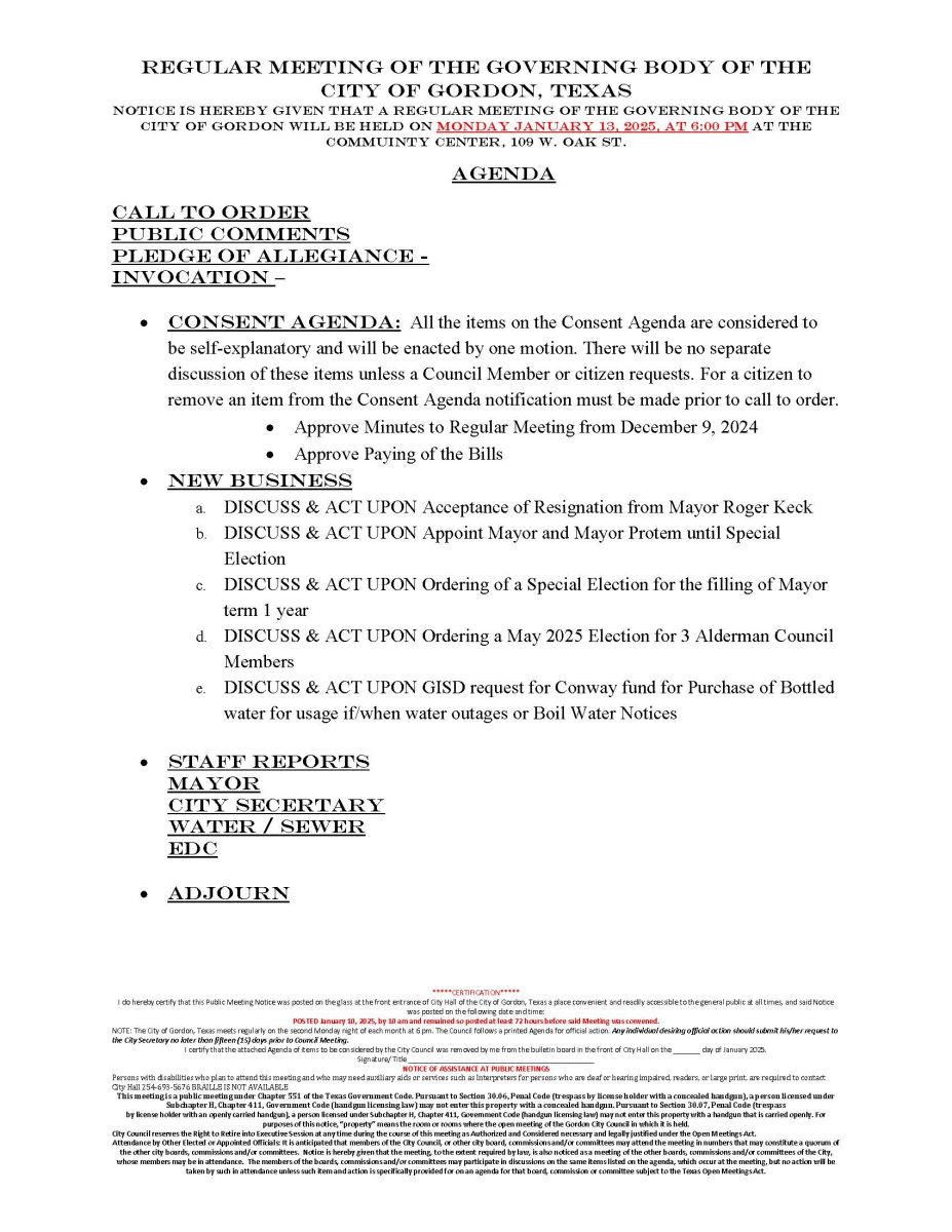 City Agenda - January 13, 2025